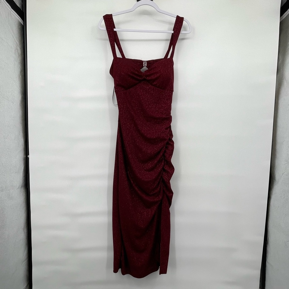Windsor wine glitter ruched formal prom bridesmaid dress